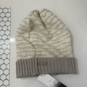 Kensie Ivory and Taupe Knit Beanie